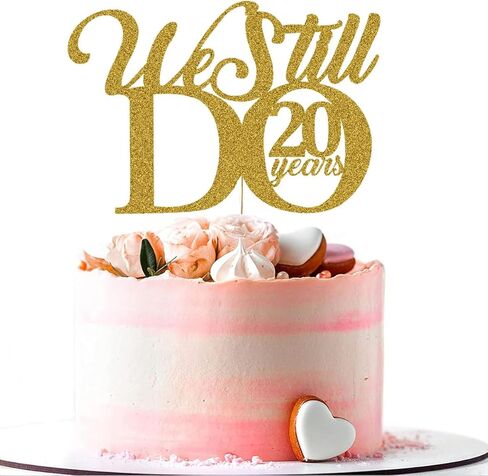 ما زلنا نفعل 20 عامًا من تزيين الكيك - تجديد العهد العشرين لمستلزمات حفلات الزفاف والذكرى السنوية للديكور بريق ذهبي in Kuwait