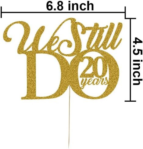 ما زلنا نفعل 20 عامًا من تزيين الكيك - تجديد العهد العشرين لمستلزمات حفلات الزفاف والذكرى السنوية للديكور بريق ذهبي in Kuwait