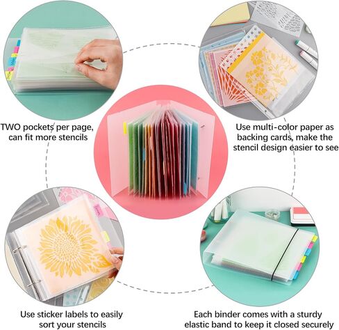 150Pages Clear Inner Storage Bags for Storage 6"X6 Stencils Die Cuts and Stamps,2 Pockets Per Page can Fit More Stencils Organizer Scrapbooking Storage Folder Organizer in Saudi Arabia