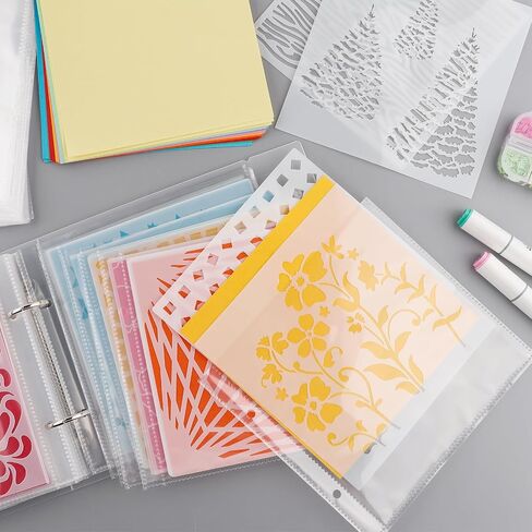 150Pages Clear Inner Storage Bags for Storage 6"X6 Stencils Die Cuts and Stamps,2 Pockets Per Page can Fit More Stencils Organizer Scrapbooking Storage Folder Organizer in Saudi Arabia