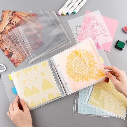 150Pages Clear Inner Storage Bags for Storage 6"X6 Stencils Die Cuts and Stamps,2 Pockets Per Page can Fit More Stencils Organizer Scrapbooking Storage Folder Organizer in Saudi Arabia