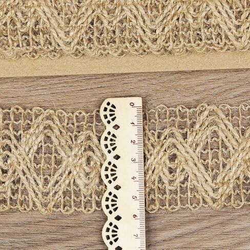 10 ياردات 17 مم/0.66 بوصة واسعة من أشرطة الجوت، أشرطة الدانتيل الحرفية الشريط صافي DIY الخياطة الحرفية الهدايا التفاف حفلة عطلة وديكور الزفاف ريفي (طبيعي/09 #) in Kuwait