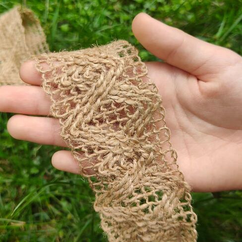 10 ياردات 17 مم/0.66 بوصة واسعة من أشرطة الجوت، أشرطة الدانتيل الحرفية الشريط صافي DIY الخياطة الحرفية الهدايا التفاف حفلة عطلة وديكور الزفاف ريفي (طبيعي/09 #) in Kuwait