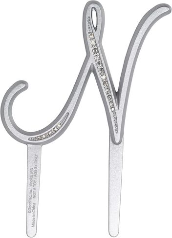 DecoPac Monogram ''S'' Cake Topper, 1 Piece, Silver Letter Cake Decoration With Clear Rhinestone, 4.5" in Saudi Arabia