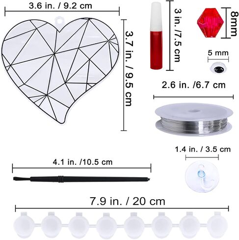 24 Sets Heart Suncatchers Ornaments Decoration DIY Window Paint Art Stickers Craft Kit Heart Sun Catchers for Kids Mother's Day Gift Valentine's Day Classroom Party Art Project Gift Favor in Saudi Arabia