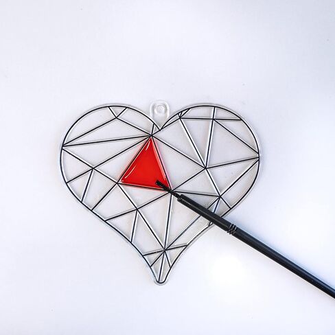 24 Sets Heart Suncatchers Ornaments Decoration DIY Window Paint Art Stickers Craft Kit Heart Sun Catchers for Kids Mother's Day Gift Valentine's Day Classroom Party Art Project Gift Favor in Saudi Arabia