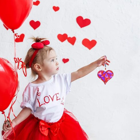 24 Sets Heart Suncatchers Ornaments Decoration DIY Window Paint Art Stickers Craft Kit Heart Sun Catchers for Kids Mother's Day Gift Valentine's Day Classroom Party Art Project Gift Favor in Saudi Arabia
