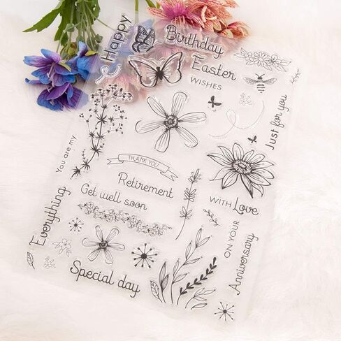 Arrietty سعيد عيد الفصح زهور الربيع عيد ميلاد سعيد أتمنى لك الشفاء العاجل المشاعر واضحة طوابع لصنع البطاقات الديكور وأدوات سكرابوكينغ DIY طوابع مطاطية in Kuwait