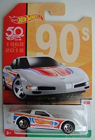 Hot Wheels 90s, White '97 Corvette 7/10 50TH Anniversary in Saudi Arabia