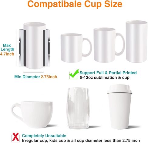 ماكينة طباعة حرارية صغيرة تعمل بالضغط الحراري لكوب القهوة بسعة 11-15 اونصة، مناسبة كهدايا عيد ميلاد مخصصة للرجال والنساء in Kuwait