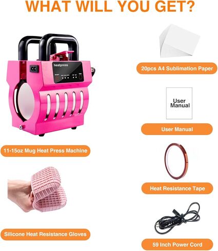 ماكينة طباعة حرارية صغيرة تعمل بالضغط الحراري لكوب القهوة بسعة 11-15 اونصة، مناسبة كهدايا عيد ميلاد مخصصة للرجال والنساء in Kuwait