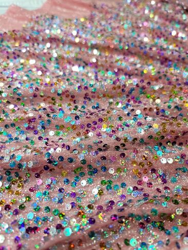 Multicolor Sequin Coral Stretch Fabric - Perfect for Party Dresses, Costumes, and Decorations (1) in Saudi Arabia