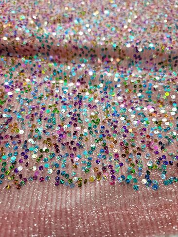 Multicolor Sequin Coral Stretch Fabric - Perfect for Party Dresses, Costumes, and Decorations (1) in Saudi Arabia