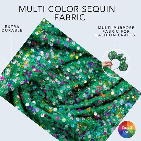 Multicolor Sequin Coral Stretch Fabric - Perfect for Party Dresses, Costumes, and Decorations (1) in Saudi Arabia