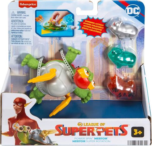 Fisher-Price DC League of Super-Pets Power Spin Merton the turtle figure set with accessories for preschool pretend play ages 3 years and up in Saudi Arabia