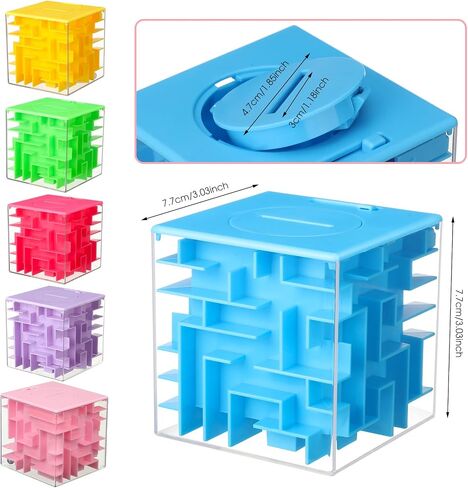 Money Holder Maze Puzzle Gift Box, A Fun Way and Brain Teasers to People You Loved, Nice for Birthday, Valentine's, Colorful, 7.9 cm (Blue, Green, Rose Red, Yellow, Purple, Pink, 6 Pieces) in Saudi Arabia