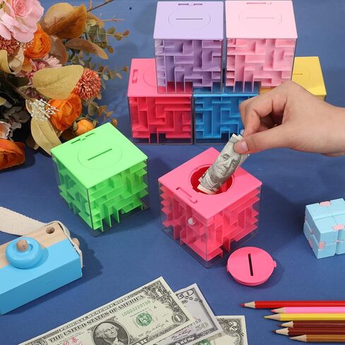 Money Holder Maze Puzzle Gift Box, A Fun Way and Brain Teasers to People You Loved, Nice for Birthday, Valentine's, Colorful, 7.9 cm (Blue, Green, Rose Red, Yellow, Purple, Pink, 6 Pieces) in Saudi Arabia
