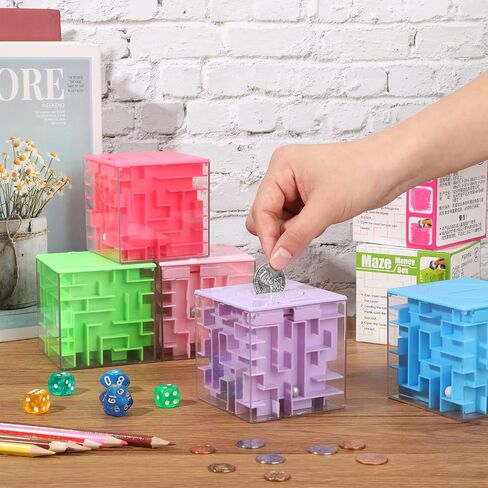 Money Holder Maze Puzzle Gift Box, A Fun Way and Brain Teasers to People You Loved, Nice for Birthday, Valentine's, Colorful, 7.9 cm (Blue, Green, Rose Red, Yellow, Purple, Pink, 6 Pieces) in Saudi Arabia