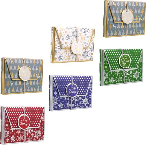 صناديق حامل بطاقات هدايا الكريسماس مع ختم ساخن من الرقائق المعدنية (مجموعة من 6 قطع) in Kuwait