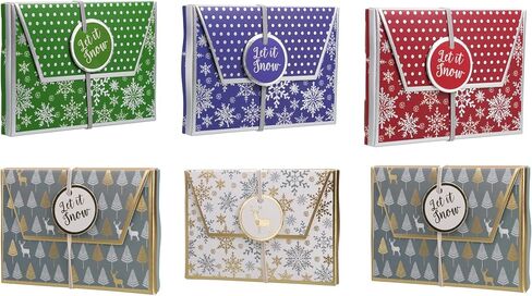 صناديق حامل بطاقات هدايا الكريسماس مع ختم ساخن من الرقائق المعدنية (مجموعة من 6 قطع) in Kuwait
