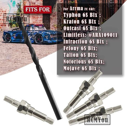 جزء ترقية RCMYou Shock Standoff لـ 1/8 1/7 Arrma 6S BLX 4WD Typhon Kraton Outcast Mojave سيئة السمعة المخالفة جناية Talion Limitless 6S BLX، 4 قطع #45 Steel EXB Shock Standoff، #ARA330703، فضي in Saudi Arabia