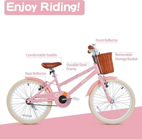 Girls Bike Ages 4-12 Years Old, Kids Bike for Toddlers with Basket & Training Wheels, 12 14 16 18 20 24 Inch Kids Bicycle with Handbrake & Kickstand in Kuwait