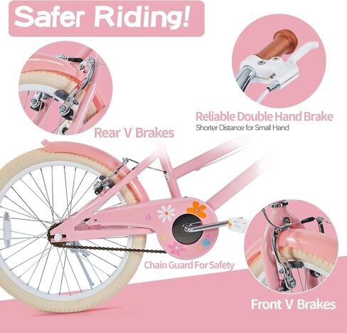 Girls Bike Ages 4-12 Years Old, Kids Bike for Toddlers with Basket & Training Wheels, 12 14 16 18 20 24 Inch Kids Bicycle with Handbrake & Kickstand in Kuwait