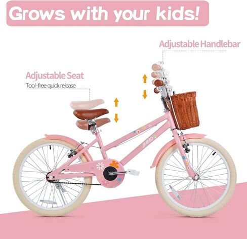 Girls Bike Ages 4-12 Years Old, Kids Bike for Toddlers with Basket & Training Wheels, 12 14 16 18 20 24 Inch Kids Bicycle with Handbrake & Kickstand in Kuwait