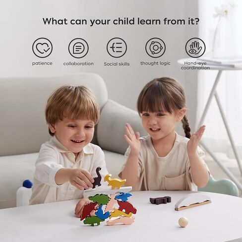 مكعبات خشبية من بي سي، ألعاب تعليمية للأطفال من عمر 3 سنوات كبيرة ومتوازنة على شكل ديناصور ألعاب تعليمية على شكل ديناصور كبيرة من أجل بناء ألعاب خشبية مونتيسوري للبنات والأولاد والأطفال in Kuwait