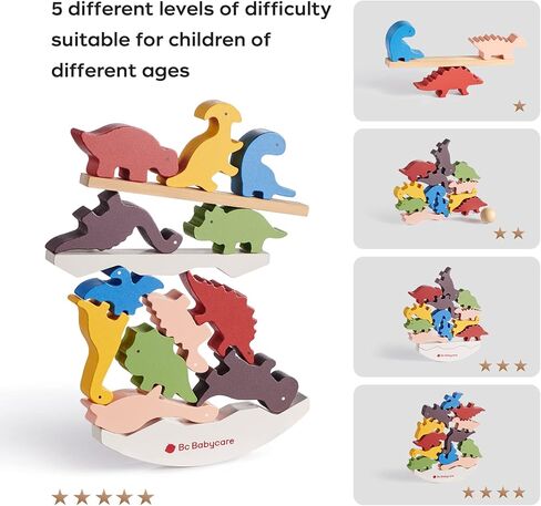 مكعبات خشبية من بي سي، ألعاب تعليمية للأطفال من عمر 3 سنوات كبيرة ومتوازنة على شكل ديناصور ألعاب تعليمية على شكل ديناصور كبيرة من أجل بناء ألعاب خشبية مونتيسوري للبنات والأولاد والأطفال in Kuwait