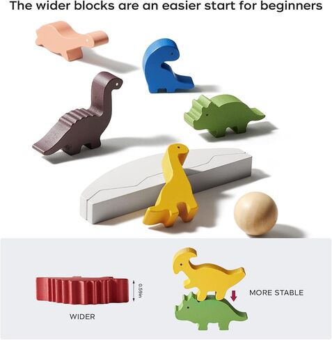 مكعبات خشبية من بي سي، ألعاب تعليمية للأطفال من عمر 3 سنوات كبيرة ومتوازنة على شكل ديناصور ألعاب تعليمية على شكل ديناصور كبيرة من أجل بناء ألعاب خشبية مونتيسوري للبنات والأولاد والأطفال in Kuwait