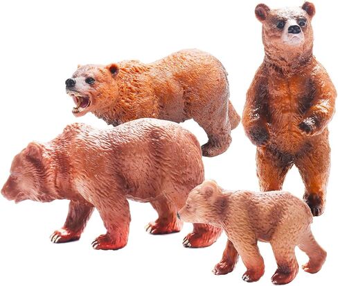 4 قطع من تماثيل عائلة الدب البني، تماثيل دب واقعية، مجسمات حيوانات الغابة لعيد الميلاد، دب الغابة، حيوانات لتزيين الكعك، هدايا الحفلات in Kuwait