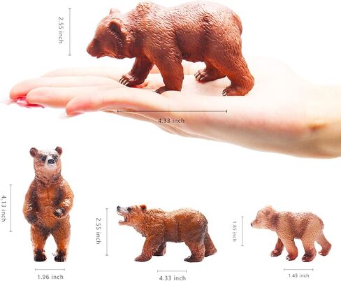 4 قطع من تماثيل عائلة الدب البني، تماثيل دب واقعية، مجسمات حيوانات الغابة لعيد الميلاد، دب الغابة، حيوانات لتزيين الكعك، هدايا الحفلات in Kuwait