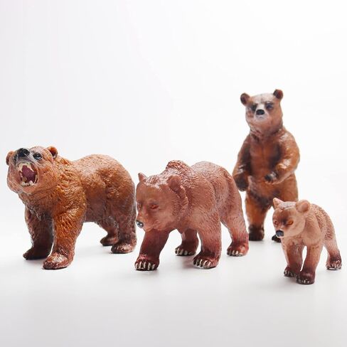 4 قطع من تماثيل عائلة الدب البني، تماثيل دب واقعية، مجسمات حيوانات الغابة لعيد الميلاد، دب الغابة، حيوانات لتزيين الكعك، هدايا الحفلات in Kuwait