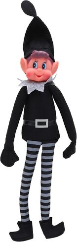 Toyland® Elves Behavin Badly 12 Inch Boy Elf With Black Clothing Soft Toy With Long Legs, Soft Body & Vinyl Head - Christmas Novelty Toys in Saudi Arabia