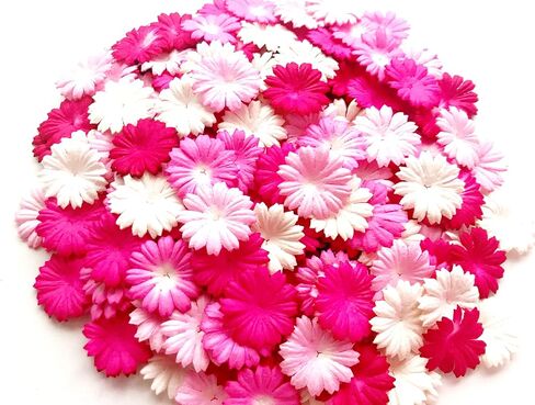 TH 50 pcs. Daisy Paper Flowers 25 mm. Mixed Tone Pink Petal Flower die cuts Mulberry Paper Flower Craft Handmade Wedding Scrapbook for so Many Card Craft Projects in Saudi Arabia