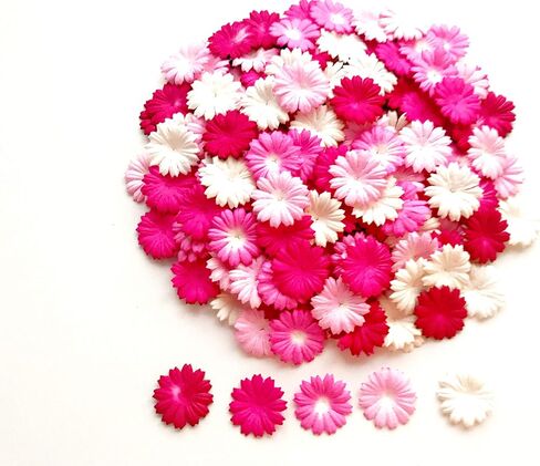 TH 50 pcs. Daisy Paper Flowers 25 mm. Mixed Tone Pink Petal Flower die cuts Mulberry Paper Flower Craft Handmade Wedding Scrapbook for so Many Card Craft Projects in Saudi Arabia