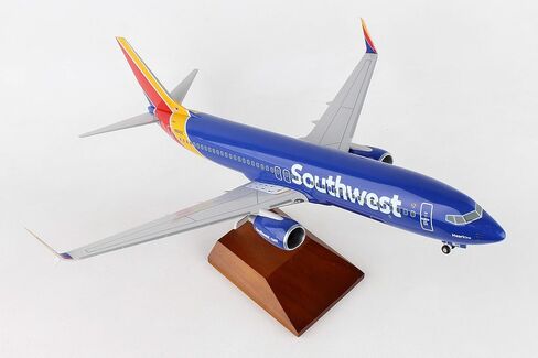 Daron 737-800 Skymarks Southwest Airplane Model with Gear & Wood Stand Heart (1/100 Scale), Blue in Saudi Arabia