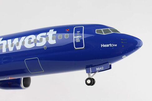 Daron 737-800 Skymarks Southwest Airplane Model with Gear & Wood Stand Heart (1/100 Scale), Blue in Saudi Arabia