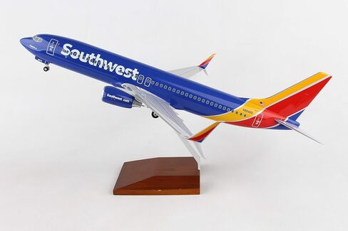 Daron 737-800 Skymarks Southwest Airplane Model with Gear & Wood Stand Heart (1/100 Scale), Blue in Saudi Arabia