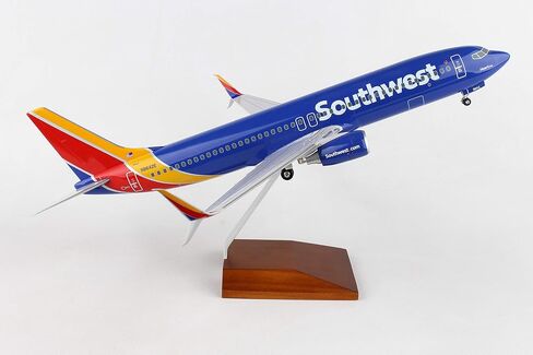 Daron 737-800 Skymarks Southwest Airplane Model with Gear & Wood Stand Heart (1/100 Scale), Blue in Saudi Arabia