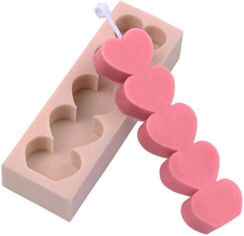 Ovatt 5-Hearts-Shaped Scent Candle Mold, Silicone Mold for Making Candles, Soaps, Ice, Chocolates and DIY Resin Crafts in Kuwait