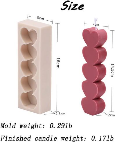 Ovatt 5-Hearts-Shaped Scent Candle Mold, Silicone Mold for Making Candles, Soaps, Ice, Chocolates and DIY Resin Crafts in Kuwait