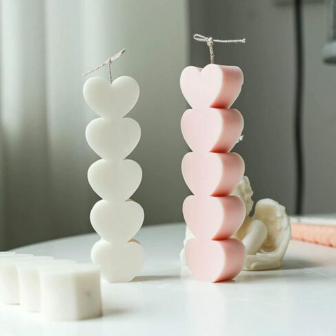 Ovatt 5-Hearts-Shaped Scent Candle Mold, Silicone Mold for Making Candles, Soaps, Ice, Chocolates and DIY Resin Crafts in Kuwait