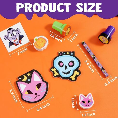 JOYIN 168 Pcs 24 Pack Assorted Halloween Art and Craft Stationery Kids Gift Set Trick or Treat Party Favor Toy Including Halloween Bag, Notepads, Stamps, Pencils, Stickers and Temporary Tattoos in Saudi Arabia