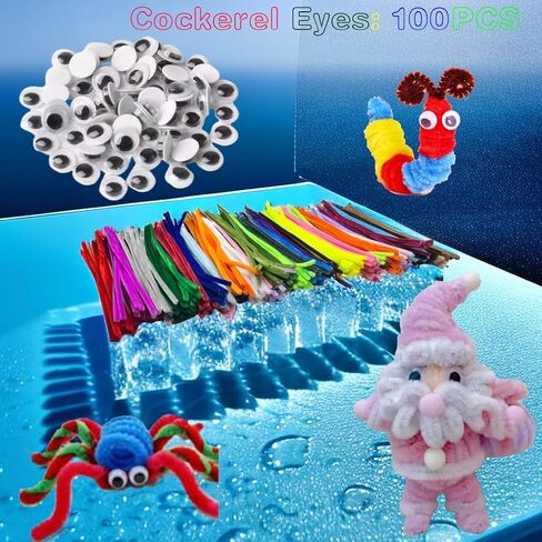 300 قطعة من لوازم تنظيف الأنابيب اليدوية، لوازم حرفية جذعية من الشنيل متعددة الألوان للفنون والحرف اليدوية وأفكار المشروعات لتزيين المنزل (12 بوصة × 6 مم) in Kuwait