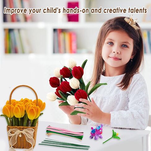 Locisne 316PCS DIY Pipe Cleaner Crafts Supplies - Chenille Stems Sunflower Craft Figures Supplies Set Gift & Craft Art, Creative Crafts Decorations for Kids Women in Kuwait