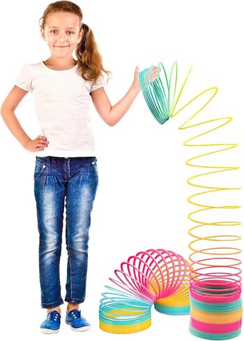 Giant Slinkie Coil Spring Toys For Kids - 6’’ Jumbo Rainbow Slinkie for Gift, Big Novelty Toy, Huge Springs Toys Large Birthday Party Favor, Fun Giant Plastic Slinke Toy for Kids Boys & Girls - Srenta in Kuwait