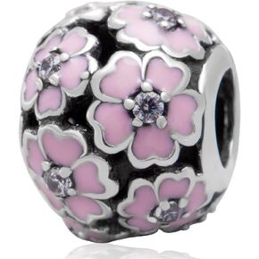 Luckybeads سحر زهرة الكرز 925 خرز زهرة من الفضة الاسترليني مناسب للأساور الساحرة التي تصنعها بنفسك in Kuwait