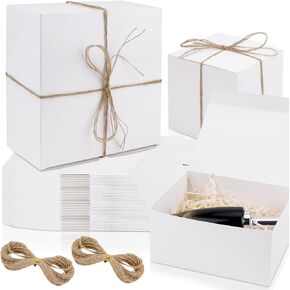 30 قطعة من علب الهدايا البيضاء، 3 أحجام من علب الهدايا مع أغطية، هدايا مقترحة لوصيفات العروس مع خيوط بطول 33 قدمًا لهدايا وصيفات العروس، هدايا الكريسماس، هدايا الزفاف، التخرج، هدايا حفلات أعياد الميلاد، عيد الأم in Kuwait